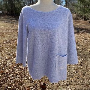 LINNEA TOP GRAY WHITE TEXTURED LAGENLOOK USA Size M